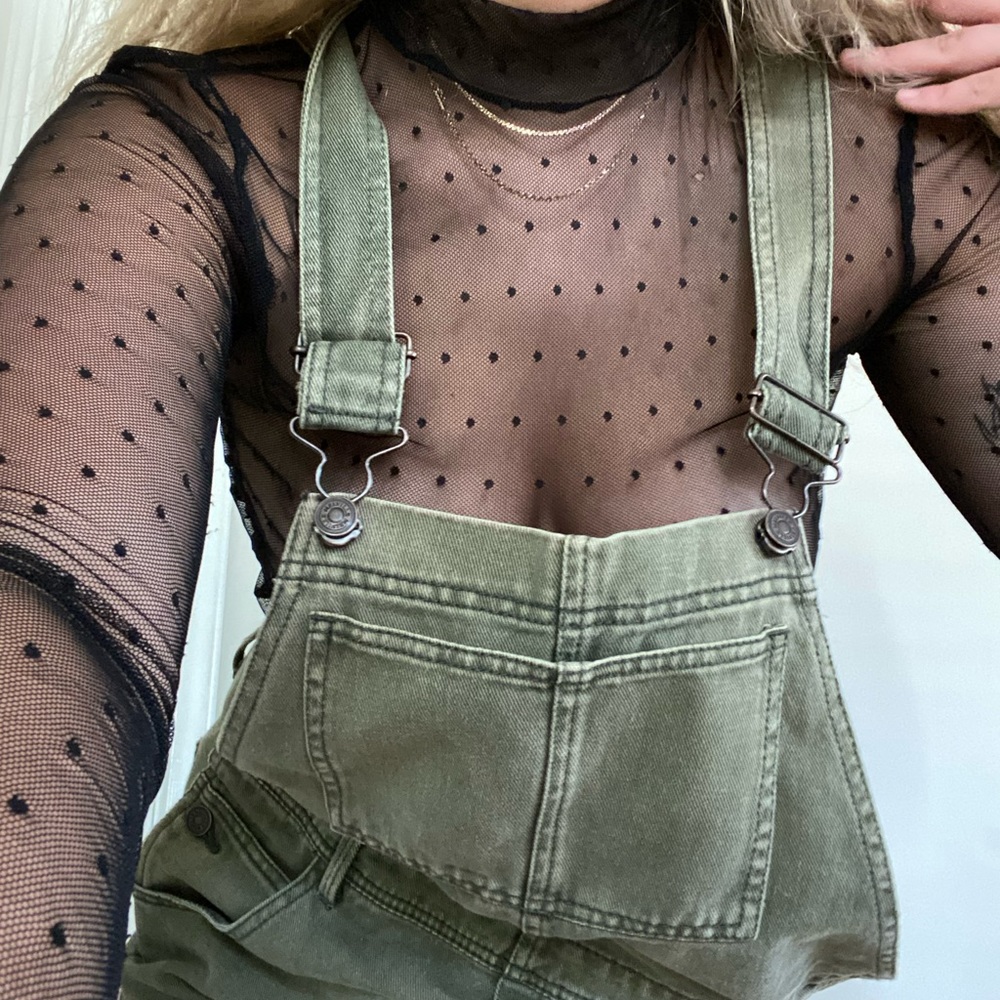 Reformation long sleeve mock neck mesh top